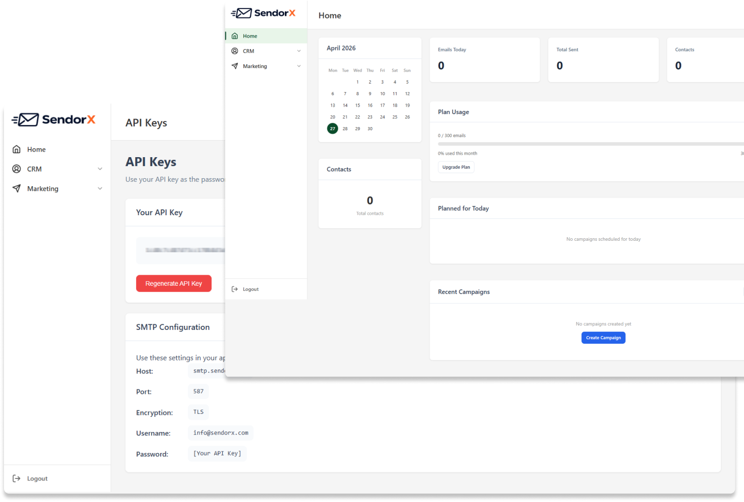 Email sending interface